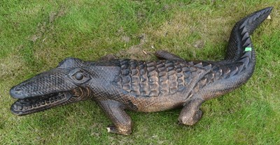 Lot 11 - FORMER BRISTOL ZOO GARDENS - LARGE HARDWOOD CROCODILE