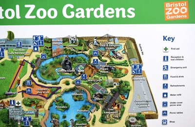 Lot 12 - FORMER BRISTOL ZOO GARDENS - ORIGINAL C2000 LARGE MAP SIGN