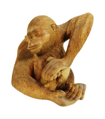 Lot 17 - FORMER BRISTOL ZOO GARDENS - CARVED WOODEN STATUE OF A CHIMPANZEE