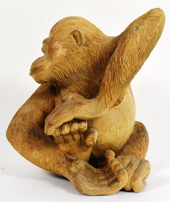 Lot 17 - FORMER BRISTOL ZOO GARDENS - CARVED WOODEN STATUE OF A CHIMPANZEE