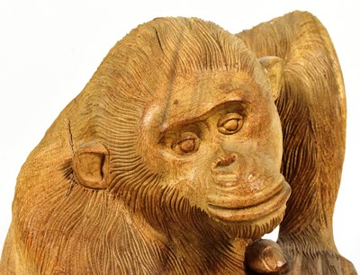 Lot 17 - FORMER BRISTOL ZOO GARDENS - CARVED WOODEN STATUE OF A CHIMPANZEE