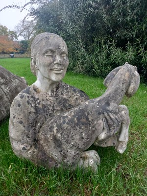 Lot 21 - FORMER BRISTOL ZOO GARDENS - GIRL AND GOAT MARBLE STATUE FROM PAVILION