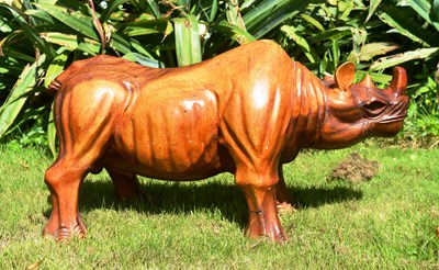 Lot 28 - FORMER BRISTOL ZOO GARDENS - LARGE HARDWOOD RHINOCEROS