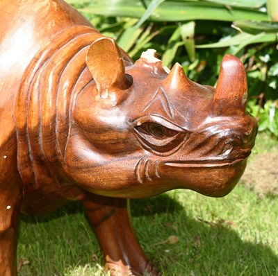 Lot 28 - FORMER BRISTOL ZOO GARDENS - LARGE HARDWOOD RHINOCEROS