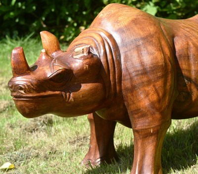 Lot 28 - FORMER BRISTOL ZOO GARDENS - LARGE HARDWOOD RHINOCEROS