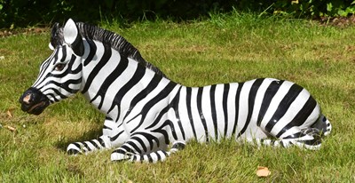 Lot 32 - FORMER BRISTOL ZOO GARDENS - CERAMIC ZEBRA SCULPTURE