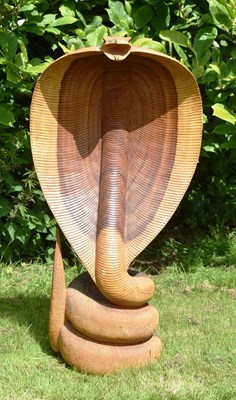 Lot 38 - FORMER BRISTOL ZOO GARDENS - WOODEN KING COBRA SCULPTURE