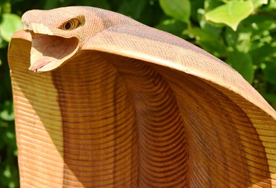 Lot 38 - FORMER BRISTOL ZOO GARDENS - WOODEN KING COBRA SCULPTURE