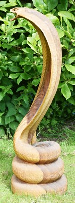 Lot 38 - FORMER BRISTOL ZOO GARDENS - WOODEN KING COBRA SCULPTURE