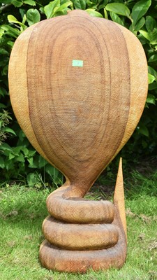 Lot 38 - FORMER BRISTOL ZOO GARDENS - WOODEN KING COBRA SCULPTURE
