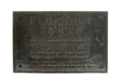 Lot 41 - FORMER BRISTOL ZOO GARDENS - ELEPHANT TOWER - BRONZE PLAQUE