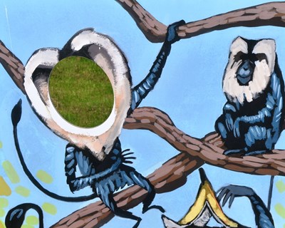 Lot 45 - FORMER BRISTOL ZOO GARDENS - MACAQUE 'FACE IN THE HOLE' SIGN