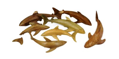 Lot 47 - FORMER BRISTOL ZOO GARDENS - CARVED WOODEN SHARKS