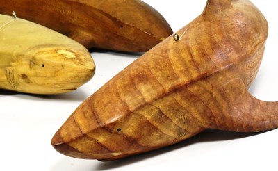 Lot 47 - FORMER BRISTOL ZOO GARDENS - CARVED WOODEN SHARKS