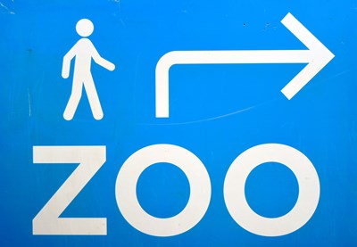 Lot 58 - FORMER BRISTOL ZOO GARDENS - LARGE DIRECTIONAL 'ZOO' SIGN