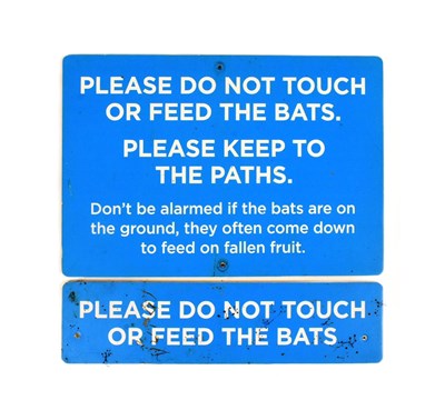 Lot 114 - FORMER BRISTOL ZOO GARDENS - BAT ENCLOSURE WARNING SIGNS