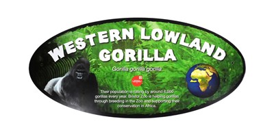 Lot 132 - FORMER BRISTOL ZOO GARDENS - WESTERN LOWLAND GORILLA SIGN