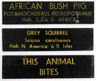 Lot 157 - FORMER BRISTOL ZOO GARDENS - VINTAGE ANIMAL ENCLOSURE PLAQUES