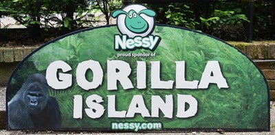 Lot 177 - FORMER BRISTOL ZOO GARDENS - 'GORILLA ISLAND' ORIGINAL SIGN