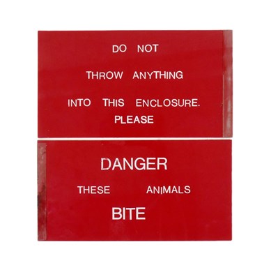 Lot 207 - FORMER BRISTOL ZOO GARDENS - C1960S WARNING SIGN PLAQUES