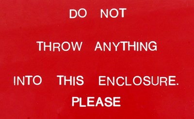 Lot 207 - FORMER BRISTOL ZOO GARDENS - C1960S WARNING SIGN PLAQUES