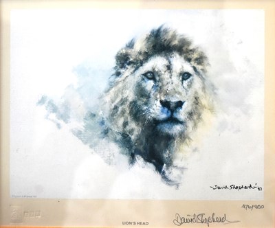 Lot 222 - FORMER BRISTOL ZOO GARDENS - DAVID SHEPHERD (1931-2017) - LION'S HEAD - SIGNED PRINT