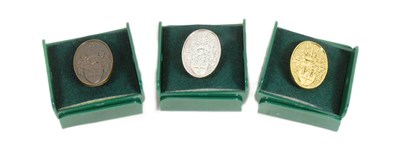 Lot 227 - FORMER BRISTOL ZOO GARDENS - SET OF BRONZE, SILVER AND GOLD KEEPER'S BADGES