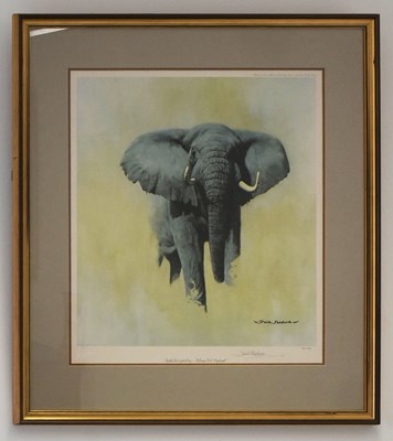 Lot 241 - FORMER BRISTOL ZOO GARDENS - DAVID SHEPHERD (1931-2017) - AFRICAN BULL ELEPHANT - SIGNED PRINT