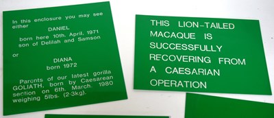 Lot 283 - FORMER BRISTOL ZOO GARDENS - VINTAGE ANIMAL ENCLOSURE PLAQUES