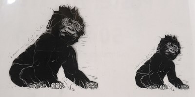 Lot 284 - FORMER BRISTOL ZOO GARDENS - BABY GORILLA FRAMED ANIMATION CEL