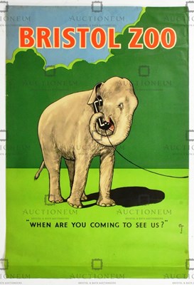 Lot 300 - FORMER BRISTOL ZOO GARDENS - 1960S 'WHEN ARE YOU COMING TO SEE US?' POSTER