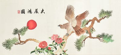 Lot 221 - LARGE 20TH CENTURY HAND EMBROIDERY PICTURE 二十世纪大展宏图刺绣