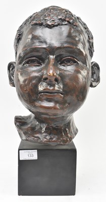 Lot 133 - 20TH CENTURY BRONZED RESIN SCULPTURE OF CHILD'S HEAD