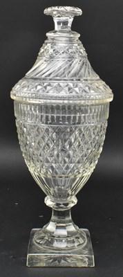 Lot 131 - TWO VICTORIAN 19TH CENTURY HAND BLOWN CUT GLASS FLY TRAP & BON BON DISH