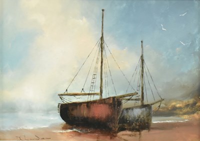 Lot 126 - DAVID CHAMBERS (1946-) - MARITIME OIL ON BOARD