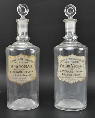 Lot 73 - PAIR OF FRENCH 19TH CENTURY APOTHECARY PERFUME EXTRACT GLASS BOTTLES