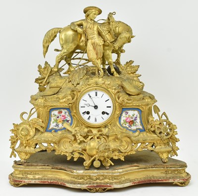 Lot 47 - MIROY FRERES, PARIS - 19TH CENTURY GILT METAL & ENAMEL MANTEL CLOCK