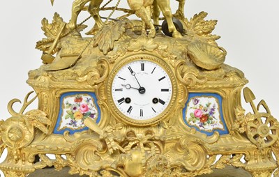 Lot 47 - MIROY FRERES, PARIS - 19TH CENTURY GILT METAL & ENAMEL MANTEL CLOCK