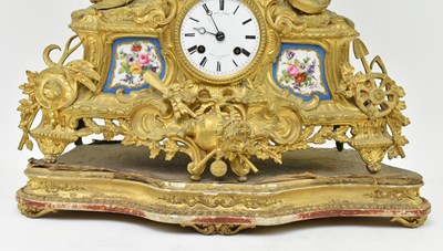 Lot 47 - MIROY FRERES, PARIS - 19TH CENTURY GILT METAL & ENAMEL MANTEL CLOCK