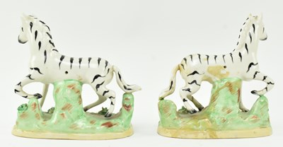 Lot 54 - EIGHT 19TH CENTURY STAFFORDSHIRE HAND PAINTED POTTERY ZEBRAS