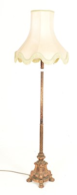 Lot 558 - FRENCH EMPIRE INSPIRED PAINTED WOOD FLOOR STANDARD LAMP LIGHT