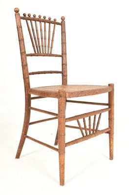 Lot 484 - HIGH VICTORIAN AESTHETIC MOVEMENT WALNUT FAUX BAMBOO SIDE CHAIR