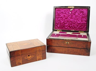 Lot 323 - X2 VICTORIAN INLAID TRINKET / JEWELLERY BOXES