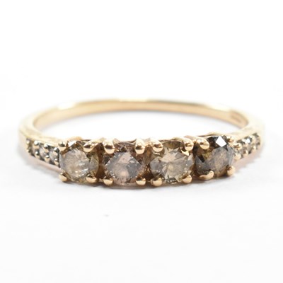 Lot 396 - HALLMARKED 9CT GOLD & CHAMPAGNE DIAMOND RING