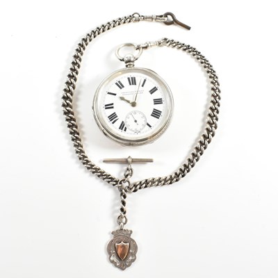 Lot 400 - EDWARDIAN HALLMARKED SILVER POCKET WATCH & ALBERT CHAIN