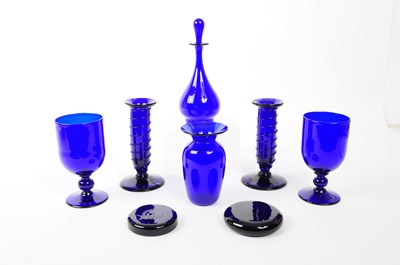 Lot 147 - BRISTOL BLUE GLASS - COLLECTION OF BLUE GLASS ITEMS