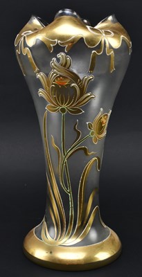 Lot 88 - MANNER OF LEGRAS & CLIE ART NOUVEAU 19TH CENTURY GILT & ENAMEL VASE