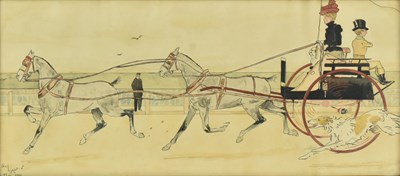 Lot 164 - AFTER CECIL ALDIN - BRIGHTON - ORIGINAL INK & WATERCOLOUR PAINTING ON PAPER