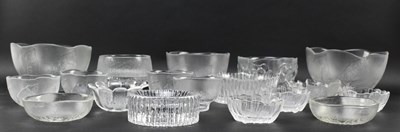 Lot 333 - KOSTA BODA, IITTALA ETC - COLLECTION OF VINTAGE FROSTED GLASSWARE, MOSTLY BOWLS
