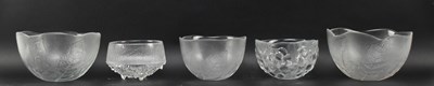 Lot 333 - KOSTA BODA, IITTALA ETC - COLLECTION OF VINTAGE FROSTED GLASSWARE, MOSTLY BOWLS